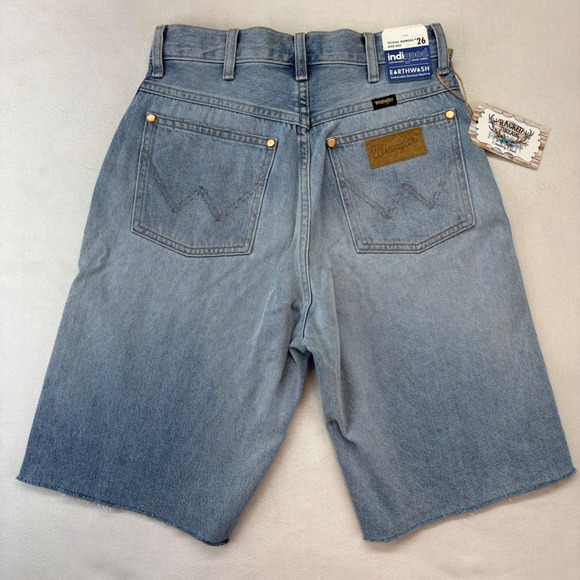 Wrangler Pants - Wrangler High Rise Festival Bermuda Shorts Vintage Days Blue Denim 26 New